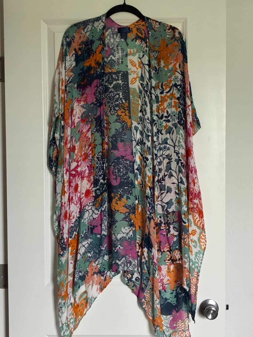 Rachel Roy Floral Viscose Top — Teal, Pink & Orange